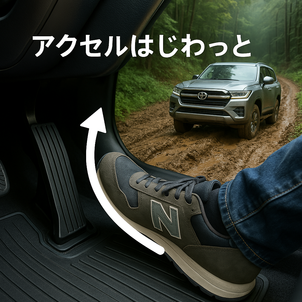 泥道・ぬかるみを走るコツ|ランクル250でスタックしないアクセルワークとは?